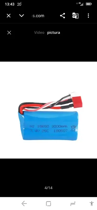 2 Baterías RC 7.4V 3000mAh HJ 18650