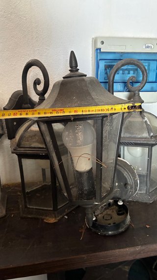 9 Faroles de forja negra con cristal