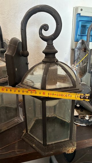 9 Faroles de forja negra con cristal