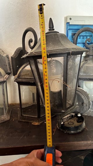 9 Faroles de forja negra con cristal