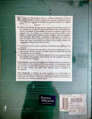 MATEMATICAS PARA EL ANALISIS ECONOM. 9780132406154
