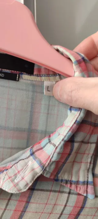 Camisa de cuadros gris y rosa T/ L