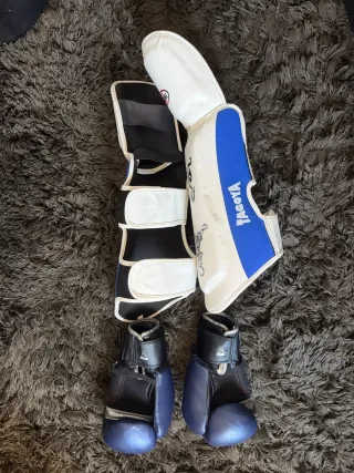 Espinilleras Muay Thai y Guantes de Boxeo