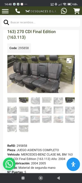 Asientos Mercedes ML W163 270 CDI