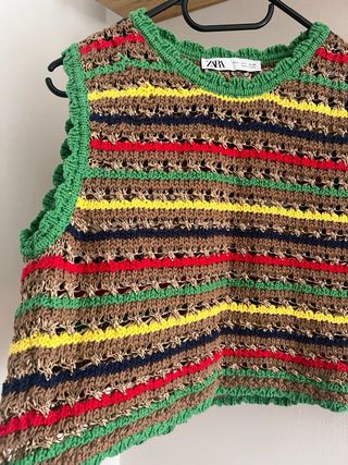 Chaleco Zara rayas crochet