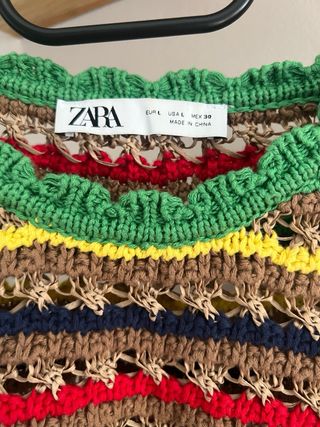 Chaleco Zara rayas crochet