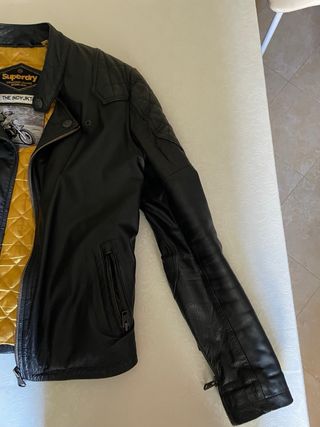 Giubbotto in pelle Superdry nero