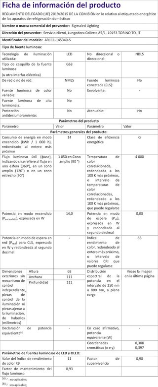 Illuminazione Sigmaled, FOCO LED AR111 G53 14W (=120W h)