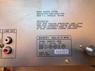 Pletina Sony TC-W550 Stereo Cassette Deck No Funci