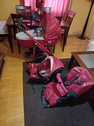 Conjunto cochecito bebé 3 en 1 rojo
