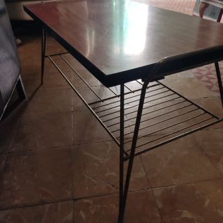 Mesa años 70-mesa de centro retro madera y metal