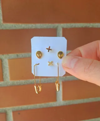 Lote conjunto pendientes y aros de metal variados