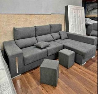 Divano Chaiselongue con Cassetto e 2 Pouf NUOVO!