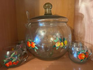 Ponchera de vidrio soplado checoslovaco