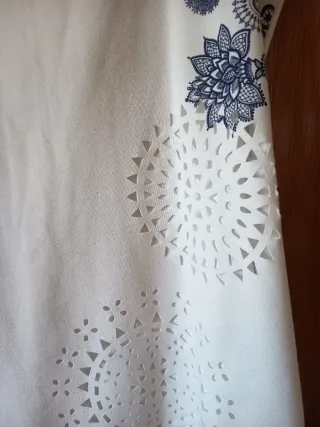 Vestido blanco flores azules T XL