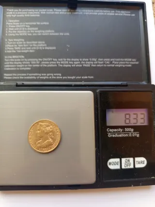 Moneda Oro 100 Reales Isabel II 1859