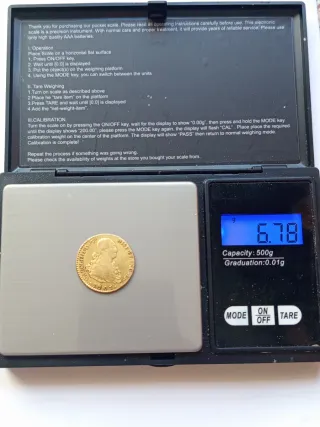 Moneda 2 Escudos Oro 1801 Carlos IV