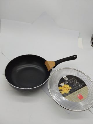 IBILI - Padella friggitrice con cestello induzione, 24 cm, Alluminio, Antiaderente, Adatto per induzione