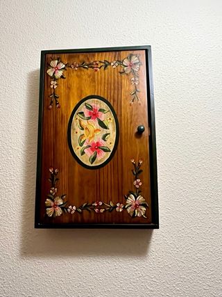 Conjunto recibidor madera pintado a mano