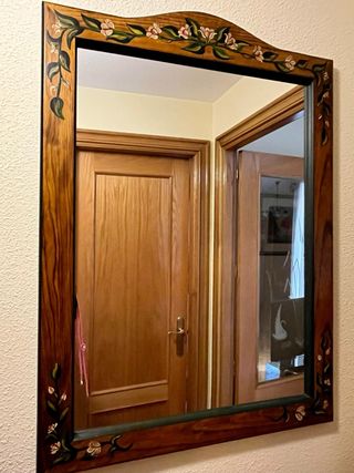 Conjunto recibidor madera pintado a mano