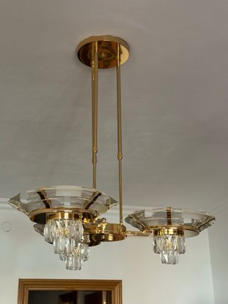 Lámpara de Techo Comedor Dorada Cristal