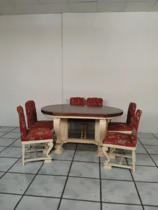 Mesa de comedor nogal y 6 sillas