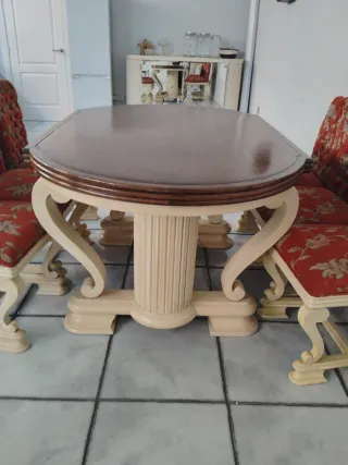 Mesa de comedor nogal y 6 sillas