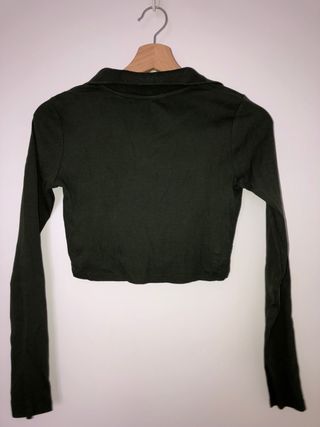 Zara Camiseta Polo Manga Larga Verde S