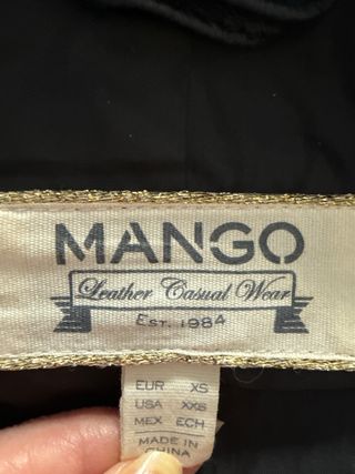 Chaqueta Mango Negra Piel y Ante