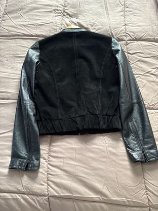 Chaqueta Mango Negra Piel y Ante