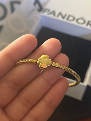 Pulsera Pandora Bañada en Oro con flor