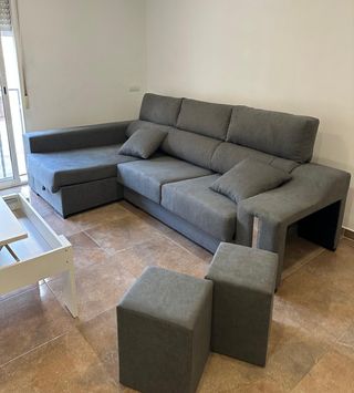 Divano Chaiselongue con Cassetto e 2 Pouf NUOVO!