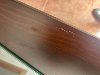 Conjunto dormitorio vintage madera y forja lila