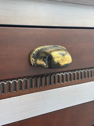 Conjunto dormitorio vintage madera y forja lila