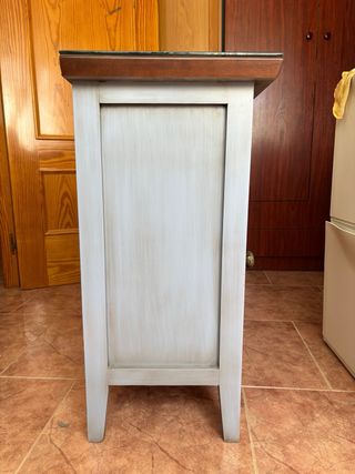 Conjunto dormitorio vintage madera y forja lila