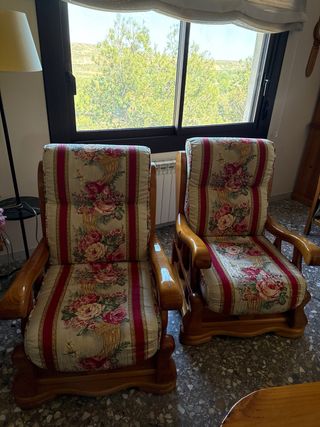 Set divano e due poltrone in legno massello