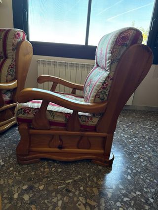 Set divano e due poltrone in legno massello