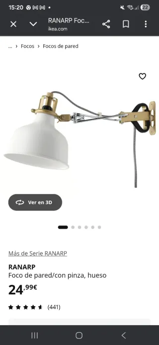 2 Lampade da Parete Ikea