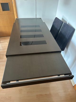 Conjunto comedor mesa extensible 4 sillas lámpara