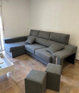 Divano Chaiselongue con Cassetto e 2 Pouf NUOVO!