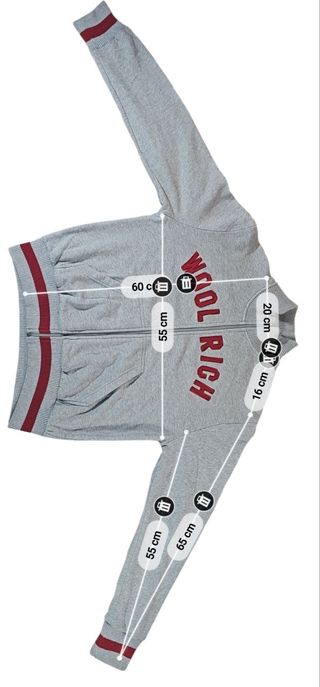 Felpa Woolrich Zip Grigio Rossa M