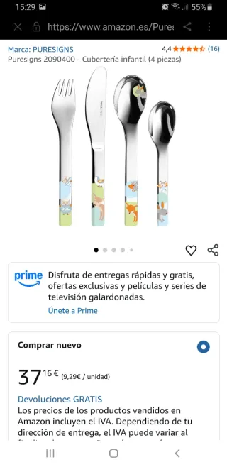 Puresigns Woody Cubiertos Infantiles (4 pzs)