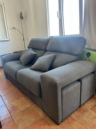 2 Sofás gris de polipiel y antimanchas