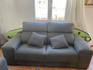 2 Sofás gris de polipiel y antimanchas