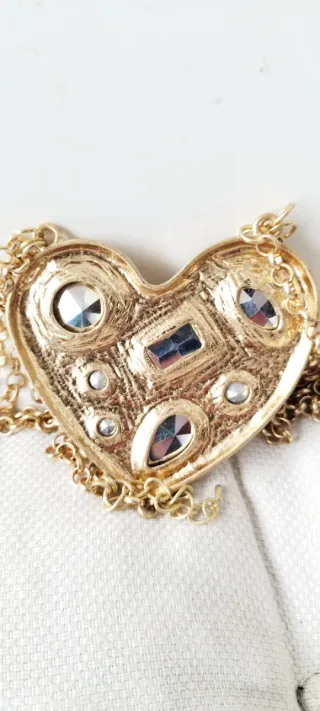 Collana Max Mara cuore con pietre dorate
