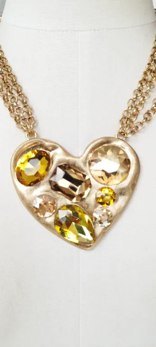 Collana Max Mara cuore con pietre dorate