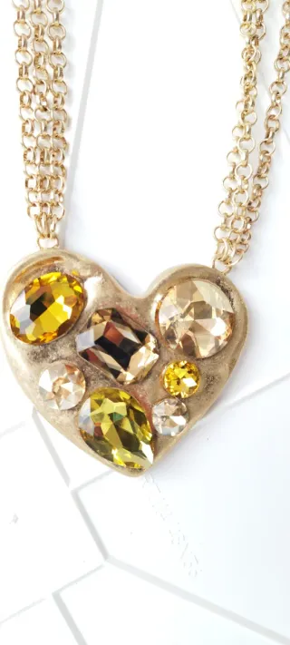 Collana Max Mara cuore con pietre dorate