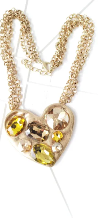 Collana Max Mara cuore con pietre dorate