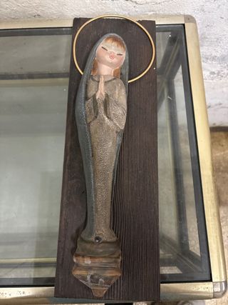 Figura Virgen madera y metal