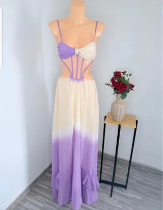 Vestido Corsé Morado y Blanco Talla Única